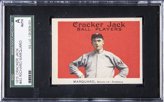 1915 Cracker Jack #43 Richard Marquard - SGC Authentic